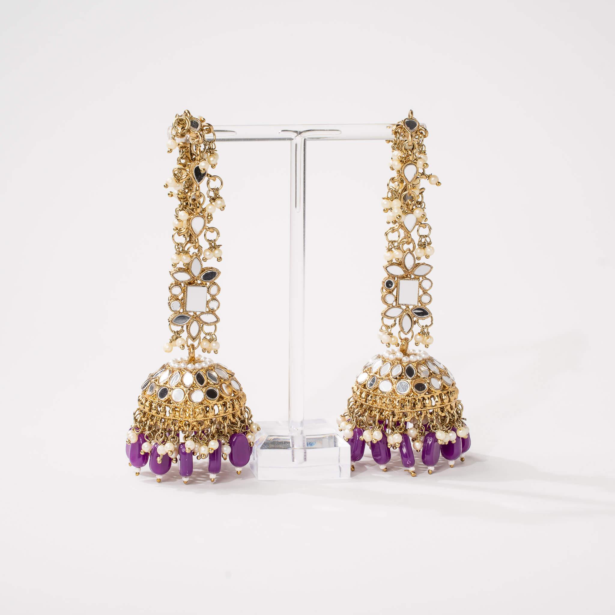 Ameerah Mirror Jhumkie Earrings - MAHARANI