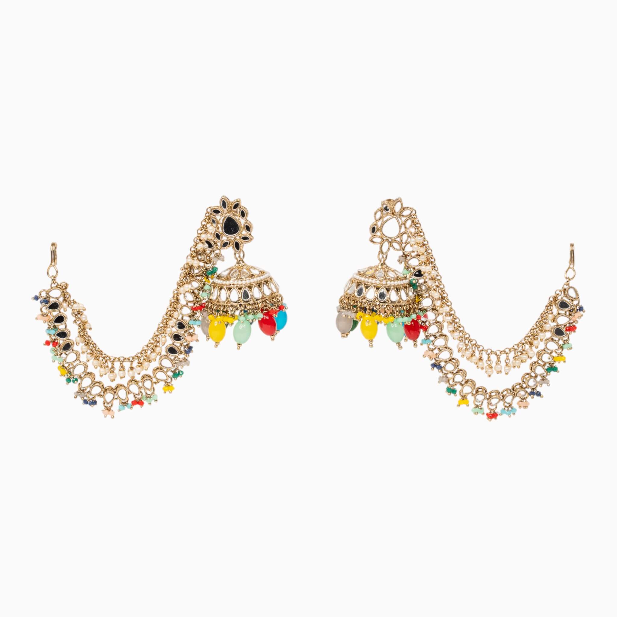 Mirror Jhumkie Earrings with Chain