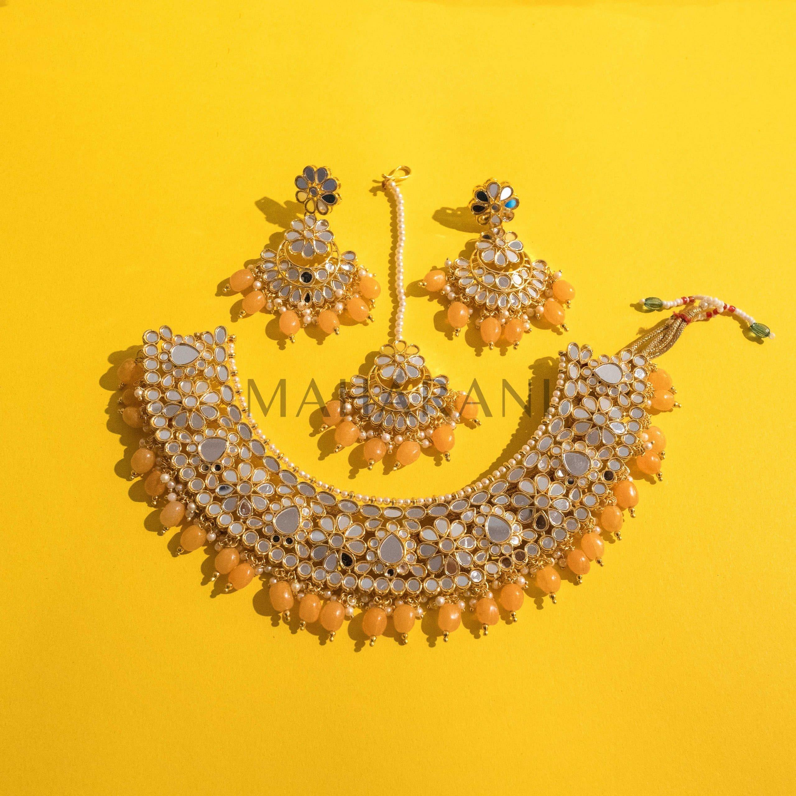 Meera Mirror Necklace Set - MAHARANI